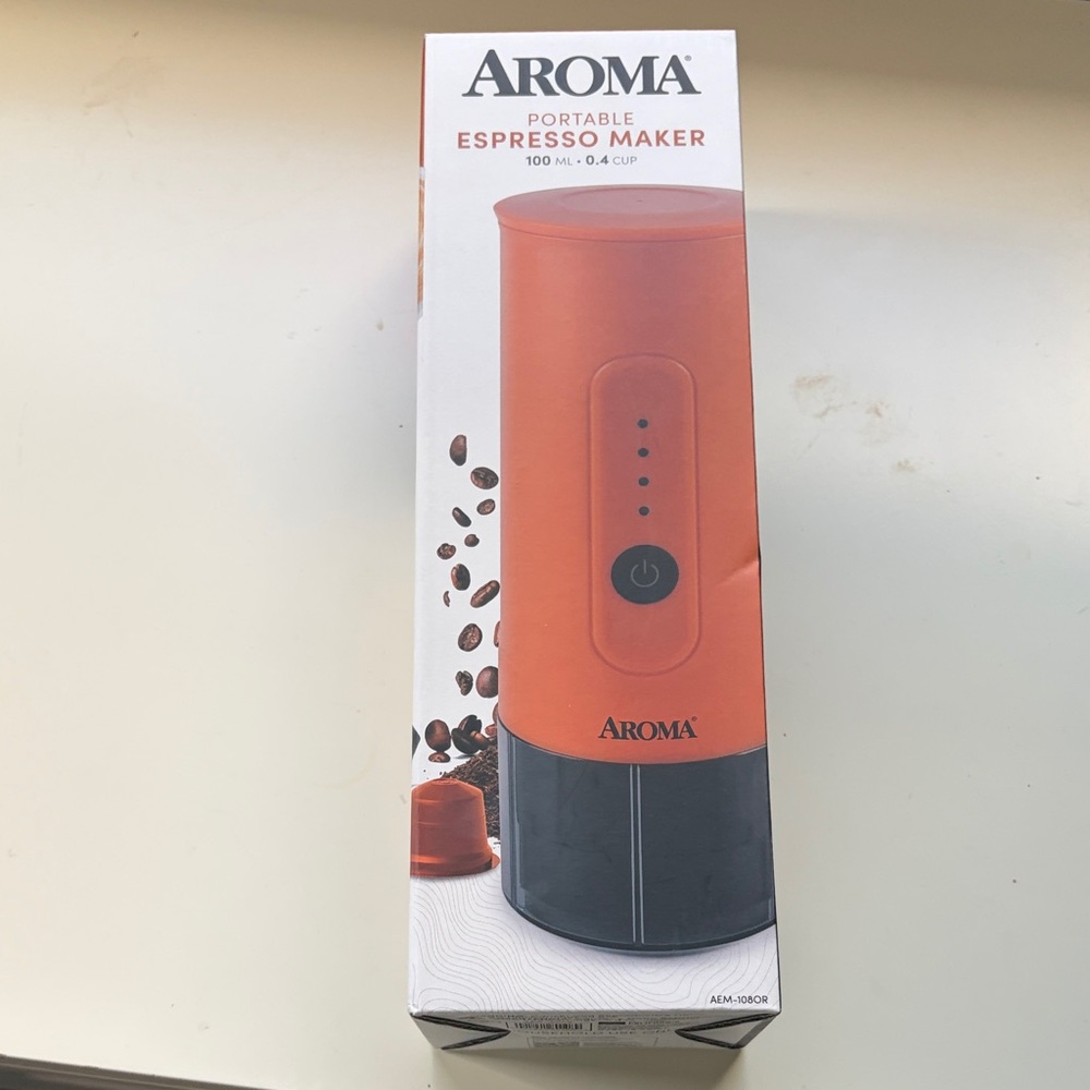 Aroma Home Orange and Black Portable Espresso Maker